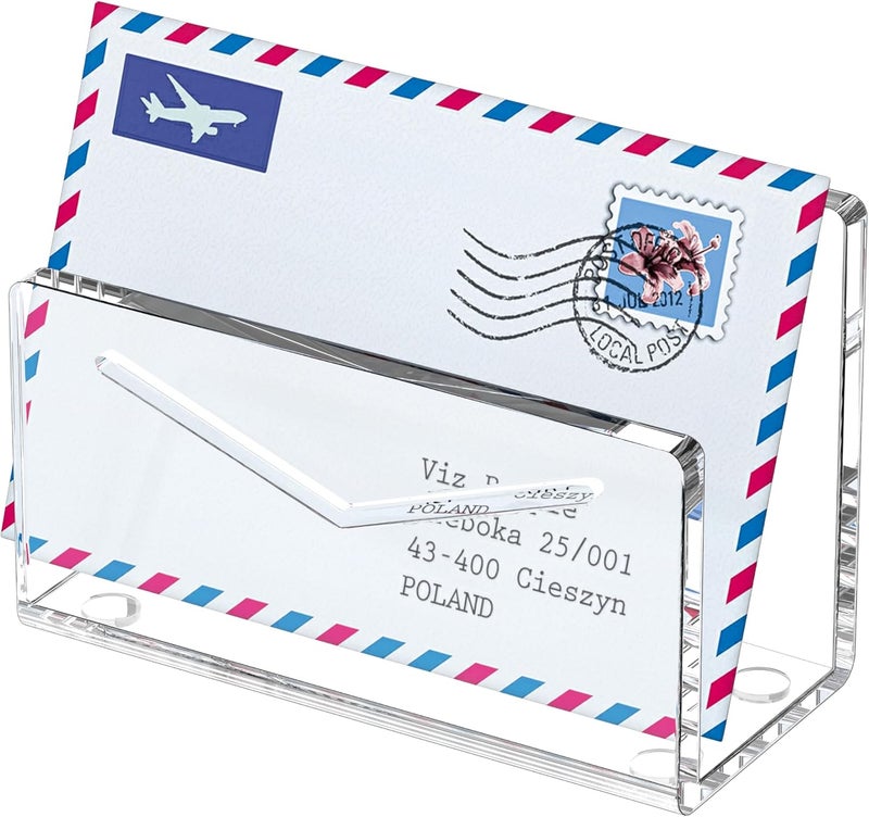 FUCDTEFC Acrylic Mail Holder, Mail Organizer Wall Mounted Clear File Letter Organizer, Vertical Envelope Mail Holder for Desk, Lightweight Countertop Bill Sorter Invoice Stand for Home Office School - Image 5